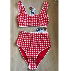 NWT Hammies vintage style red gingham bikini size small